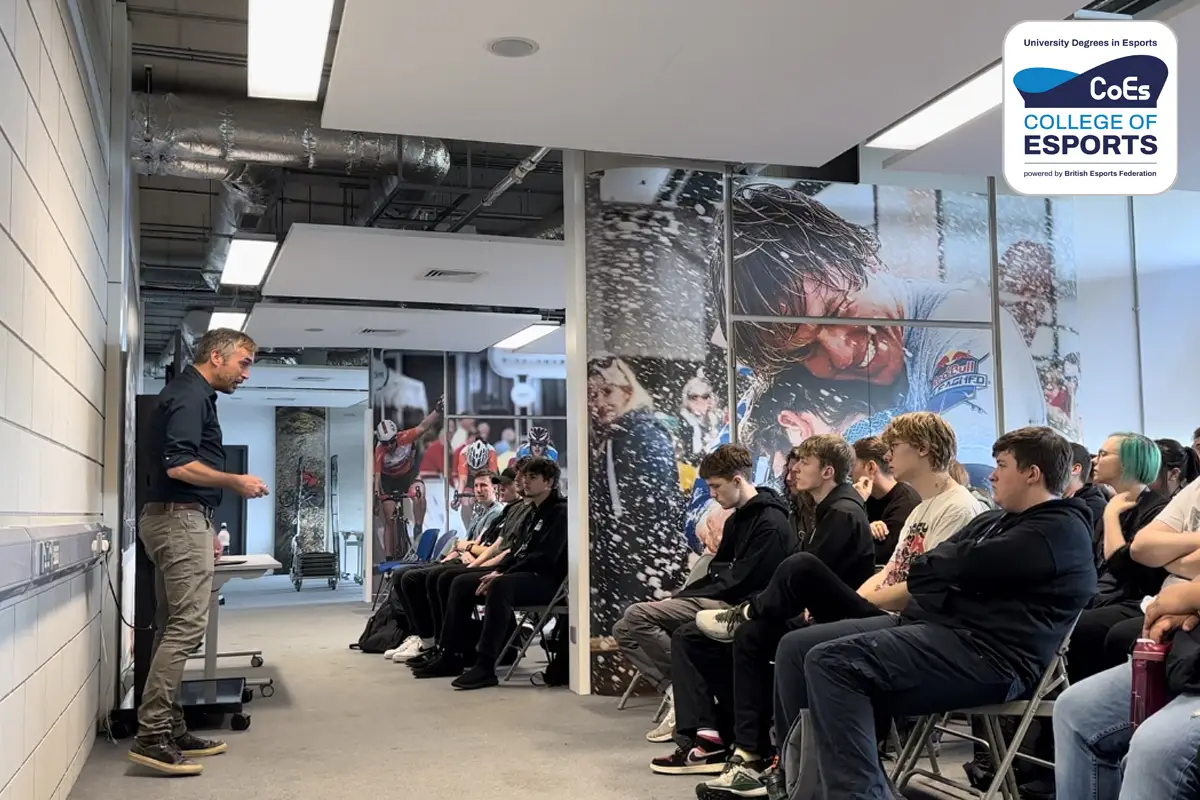 Image depicts our first industry expert speaker, Wouter Sleijffers, speaking to students.